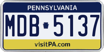 PA license plate MDB5137