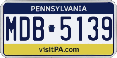 PA license plate MDB5139