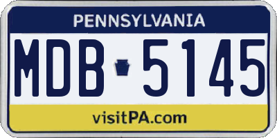 PA license plate MDB5145