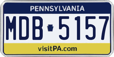 PA license plate MDB5157