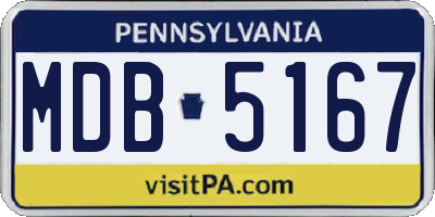 PA license plate MDB5167