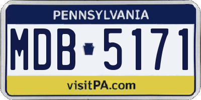 PA license plate MDB5171