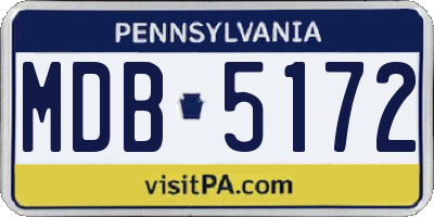 PA license plate MDB5172