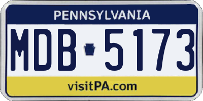 PA license plate MDB5173