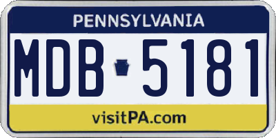 PA license plate MDB5181