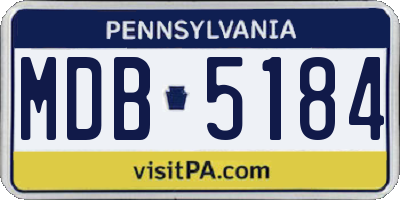 PA license plate MDB5184