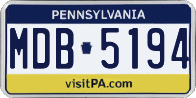 PA license plate MDB5194