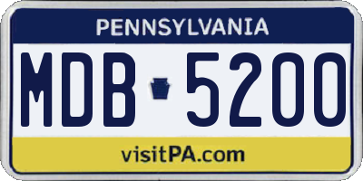 PA license plate MDB5200
