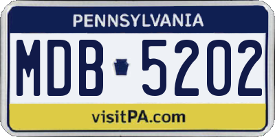 PA license plate MDB5202