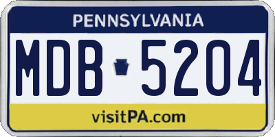 PA license plate MDB5204