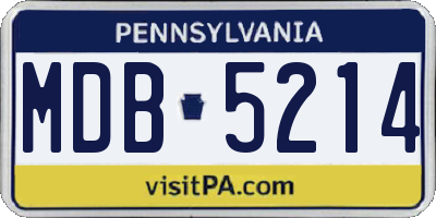 PA license plate MDB5214