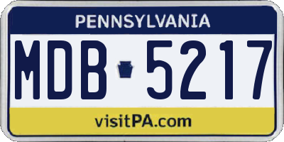 PA license plate MDB5217