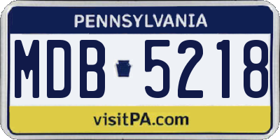 PA license plate MDB5218