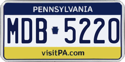 PA license plate MDB5220