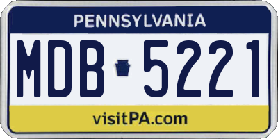 PA license plate MDB5221