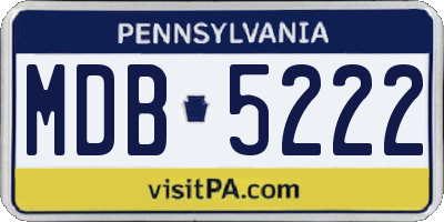 PA license plate MDB5222