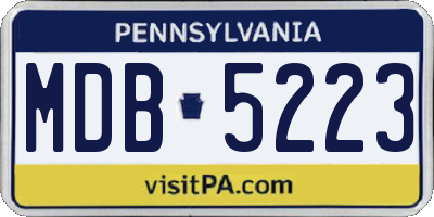 PA license plate MDB5223