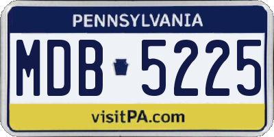 PA license plate MDB5225