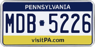 PA license plate MDB5226