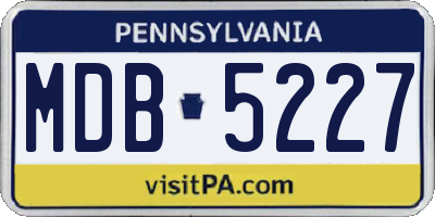 PA license plate MDB5227