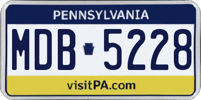 PA license plate MDB5228