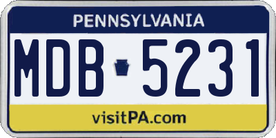 PA license plate MDB5231