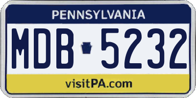 PA license plate MDB5232