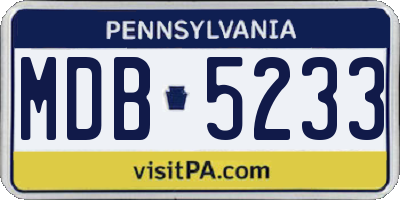 PA license plate MDB5233