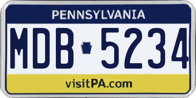PA license plate MDB5234