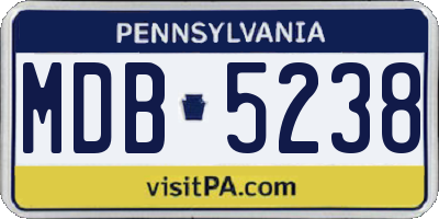 PA license plate MDB5238