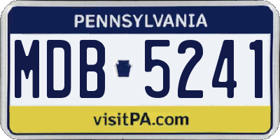 PA license plate MDB5241