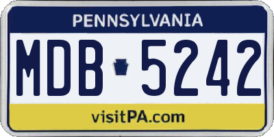 PA license plate MDB5242