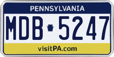 PA license plate MDB5247