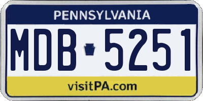 PA license plate MDB5251