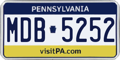 PA license plate MDB5252