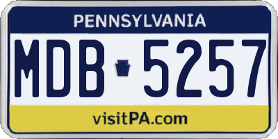 PA license plate MDB5257