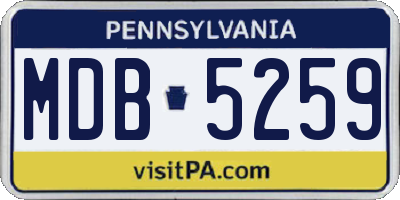 PA license plate MDB5259