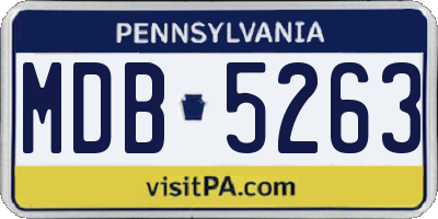 PA license plate MDB5263