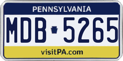 PA license plate MDB5265