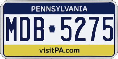 PA license plate MDB5275
