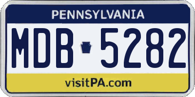PA license plate MDB5282