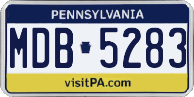 PA license plate MDB5283