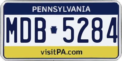 PA license plate MDB5284