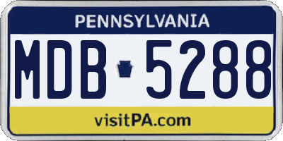 PA license plate MDB5288