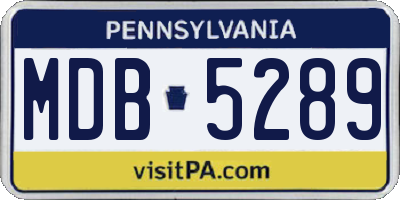 PA license plate MDB5289