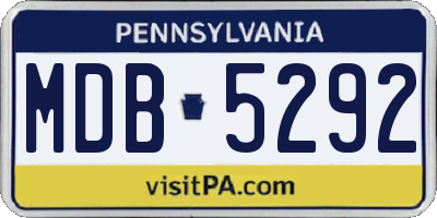 PA license plate MDB5292