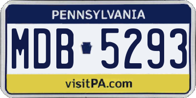 PA license plate MDB5293