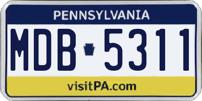 PA license plate MDB5311
