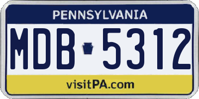 PA license plate MDB5312