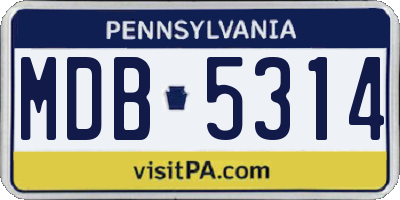 PA license plate MDB5314